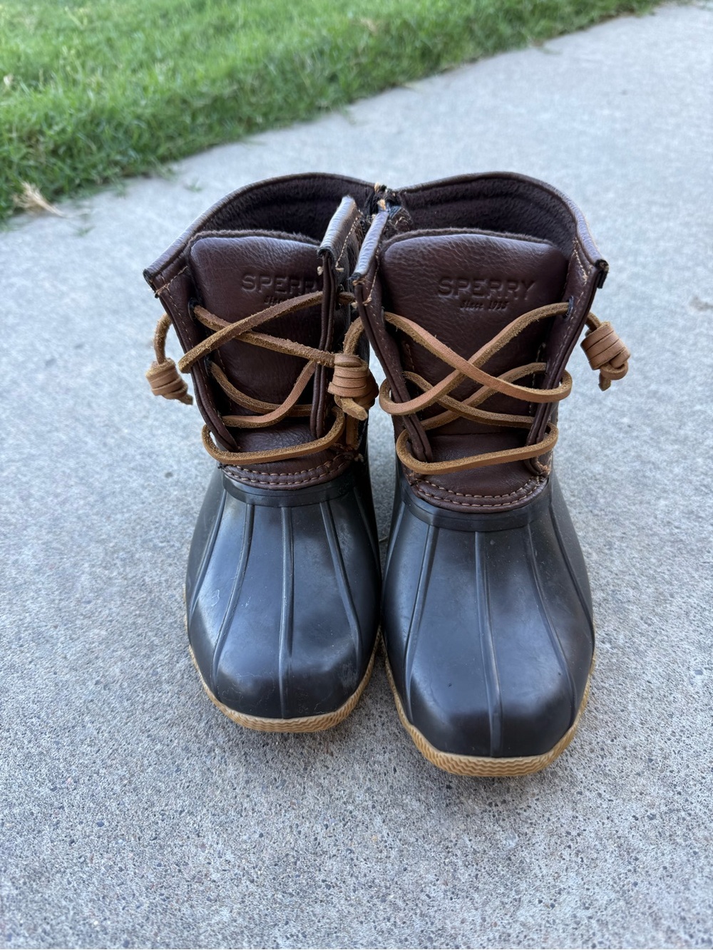 Sperry Kids Brown and Tan Duck Boots - Waterproof Winter Rain Boots